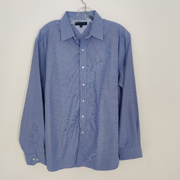 Tommy Hilfiger Men's Button Down Dress Shirt Sz 17 Office Old Money 100% Cotton - Picture 1 of 9